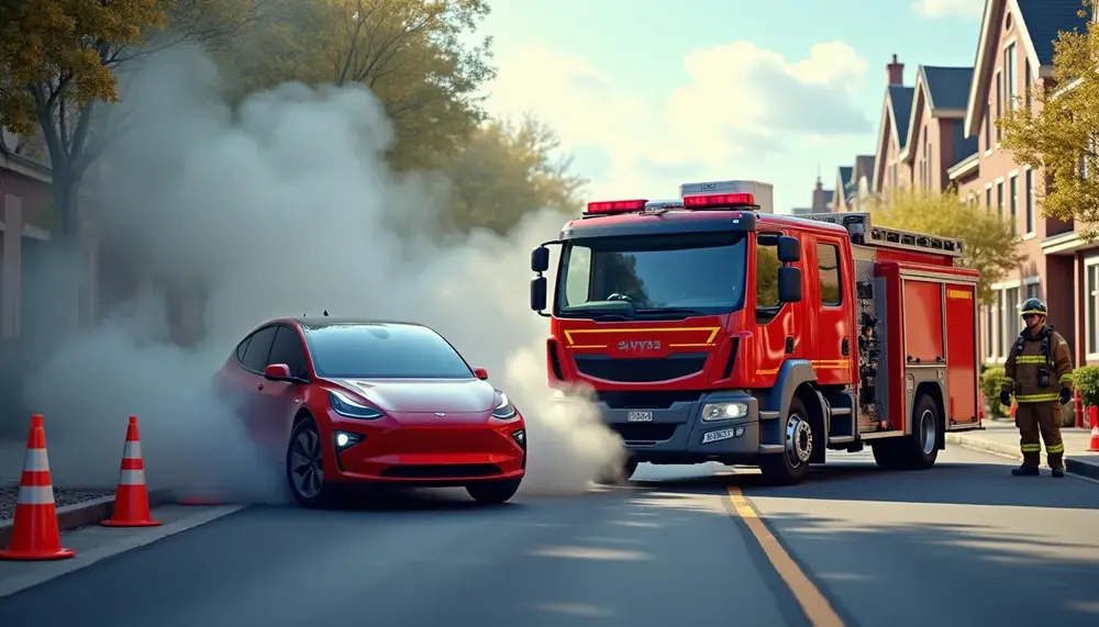 Feuerwehreinsatz wegen E-Auto-Rauch: Sicherheitsfragen bleiben offen